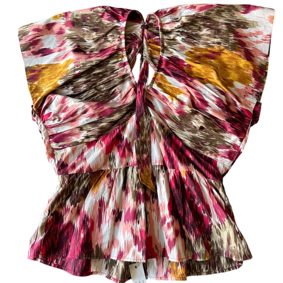 Anthropologie Blouse Open Back Burgundy - Picture 3 of 7